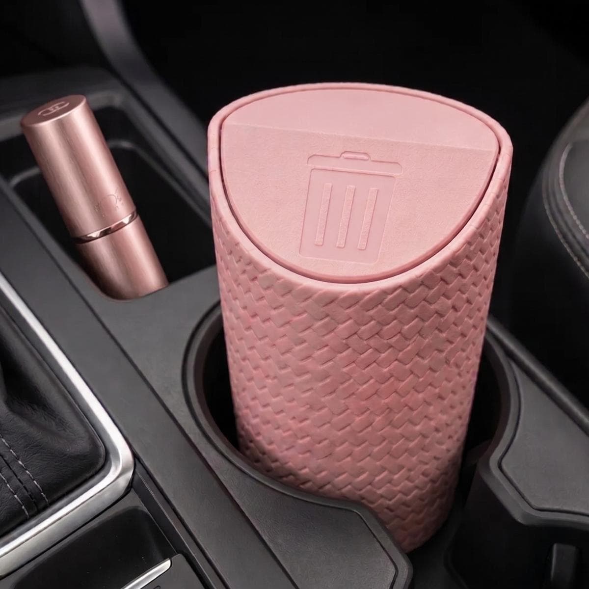 Mini Bote De Basura Portátil para Coche | Portavasos Universal Textura y Liso