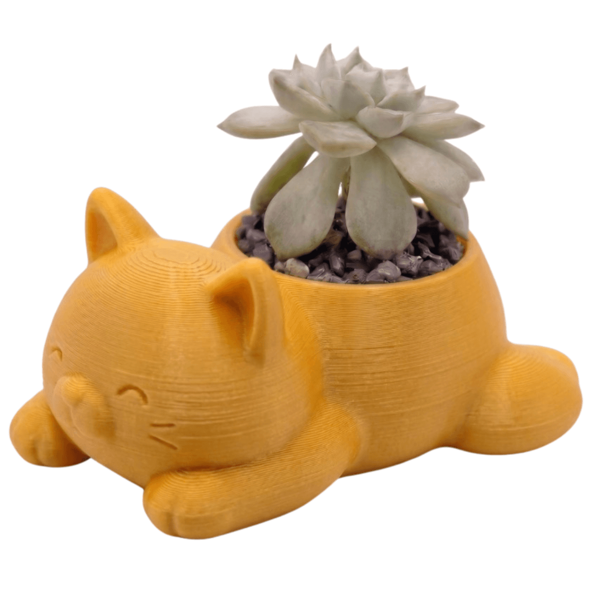 Mini Maceta de Gatito Panza — Amarilla