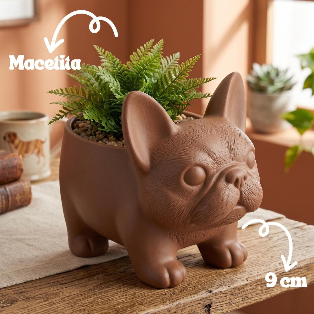 Mini Maceta de Perrito Corgi Impresa en 3D | Decoración Tierna para Escritorio y Oficina con Cactus