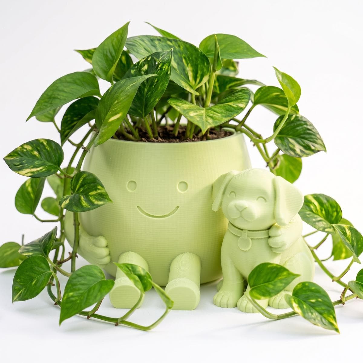 Mini Maceta de Personaje Perrito Impresa en 3D | Decoración Tierna para Escritorio y Oficina con Cactus