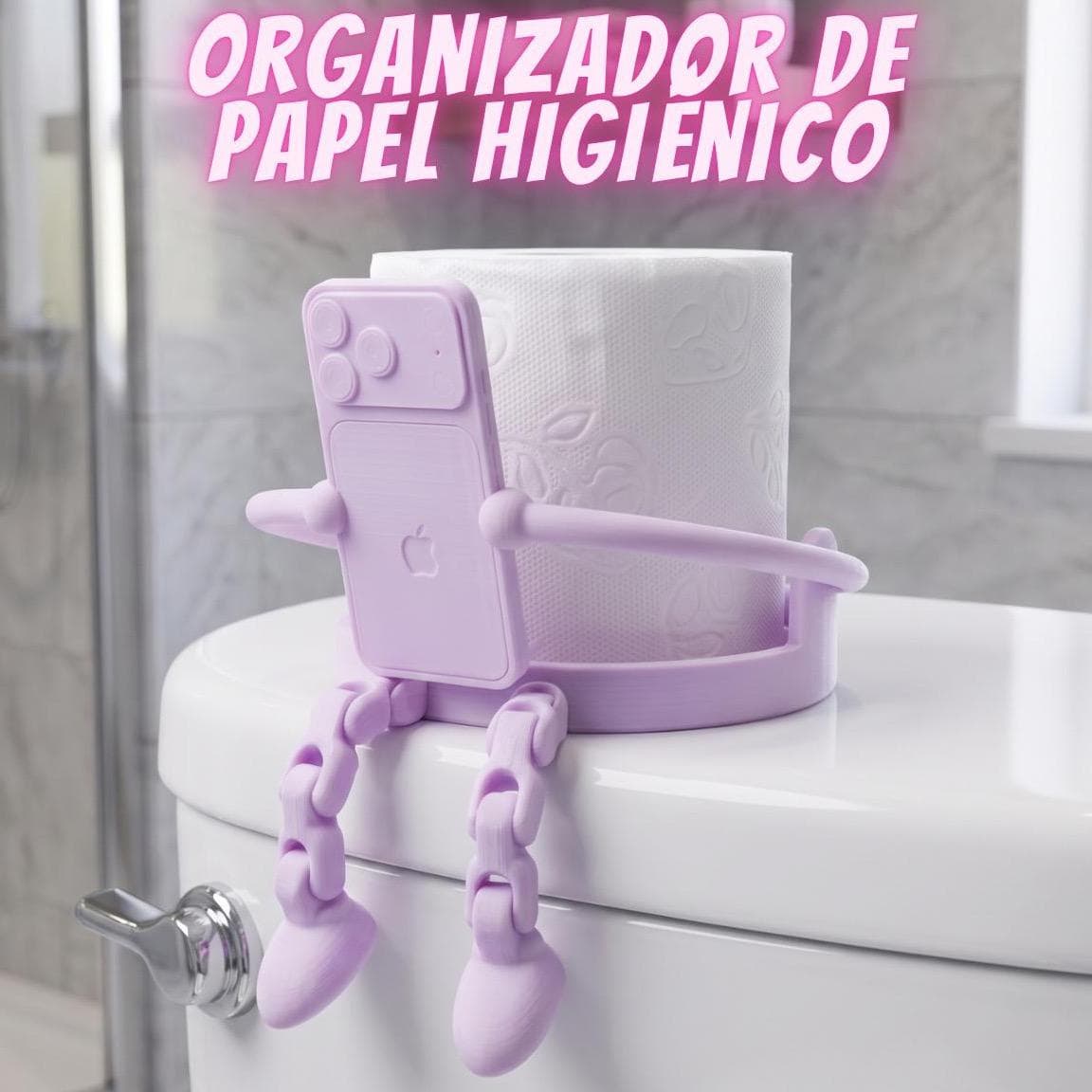Soporte de Papel Higiénico - Articulado y Divertido con un Celular